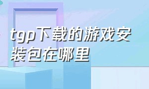 tgp下载的游戏安装包在哪里