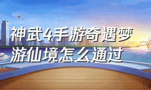 神武4手游奇遇梦游仙境怎么通过