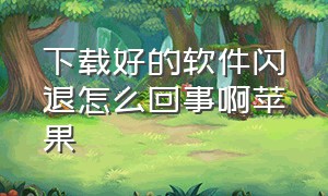 下载好的软件闪退怎么回事啊苹果（苹果下载的软件闪退怎么解决）