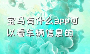 宝马有什么app可以看车辆信息的