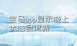 宝马app显示晚上状态会更新（宝马app定位和状态不能实时更新）