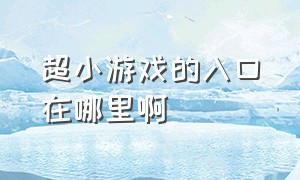 超小游戏的入口在哪里啊（超小游戏入口）