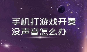 手机打游戏开麦没声音怎么办