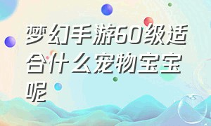 梦幻手游60级适合什么宠物宝宝呢