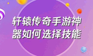 轩辕传奇手游神器如何选择技能