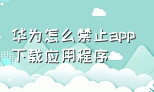 华为怎么禁止app下载应用程序