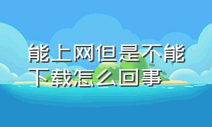 能上网但是不能下载怎么回事