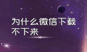 为什么微信下载不下来（为什么微信下载不了啊）