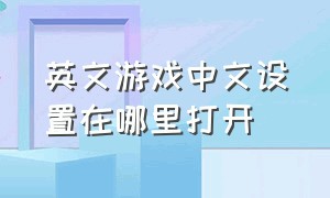 英文游戏中文设置在哪里打开（全英文的游戏怎么设置成中文）