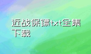 近战保镖txt全集下载