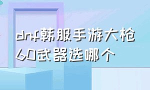 dnf韩服手游大枪60武器选哪个