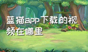 蓝猫app下载的视频在哪里