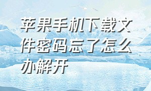 苹果手机下载文件密码忘了怎么办解开