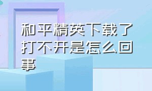 和平精英下载了打不开是怎么回事