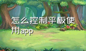 怎么控制平板使用app（怎么控制苹果平板使用时间）