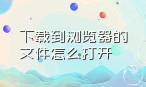 下载到浏览器的文件怎么打开（浏览器下载的文件怎么下载到桌面）