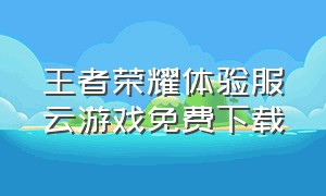 王者荣耀体验服云游戏免费下载