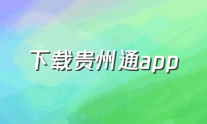 下载贵州通app（贵州通app下载安装ios）