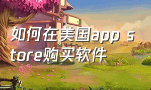 如何在美国app store购买软件（怎么在美国app store账号购买软件）