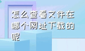 怎么查看文件在哪个网址下载的呢（在网上下载的文件在哪里能找到）