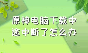 原神电脑下载中途中断了怎么办