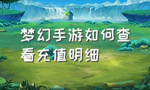 梦幻手游如何查看充值明细