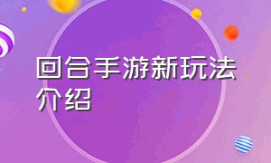 回合手游新玩法介绍（回合手游新玩法介绍视频）