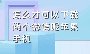 怎么才可以下载两个微信呢苹果手机