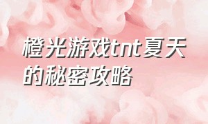 橙光游戏tnt夏天的秘密攻略