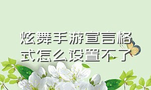 炫舞手游宣言格式怎么设置不了（炫舞手游最新空白符号复制）