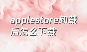 applestore卸载后怎么下载（apple store卸载了在哪儿下载软件）