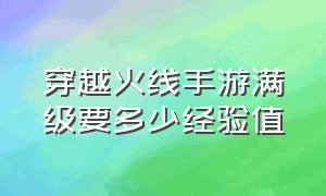 穿越火线手游满级要多少经验值（穿越火线手游99级到100要多少经验）