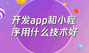 开发app和小程序用什么技术好