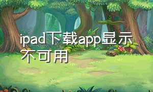 ipad下载app显示不可用