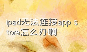 ipad无法连接app store怎么办啊