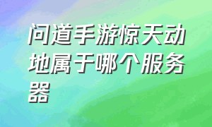 问道手游惊天动地属于哪个服务器