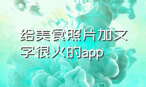 给美食照片加文字很火的app