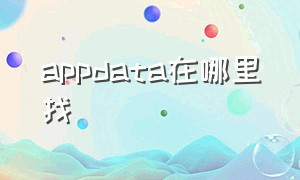 appdata在哪里找