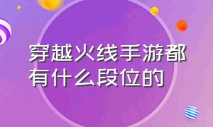 穿越火线手游都有什么段位的