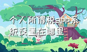 个人所得税app系统设置在哪里（个人所得税app系统设置在哪里打开）