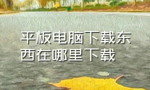 平板电脑下载东西在哪里下载