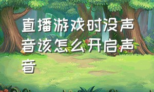 直播游戏时没声音该怎么开启声音