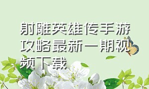 射雕英雄传手游攻略最新一期视频下载