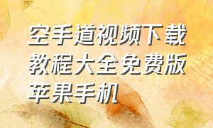 空手道视频下载教程大全免费版苹果手机