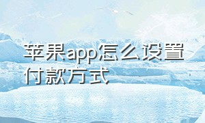 苹果app怎么设置付款方式（苹果app未完成付款在哪里付款）