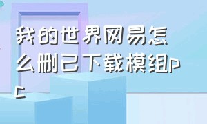 我的世界网易怎么删已下载模组pc（我的世界网易版下载模组后怎么删）