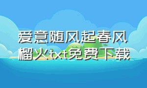 爱意随风起春风榴火txt免费下载