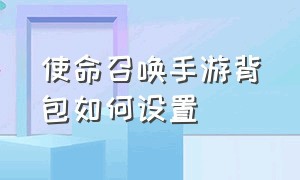 使命召唤手游背包如何设置