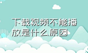 下载视频不能播放是什么原因