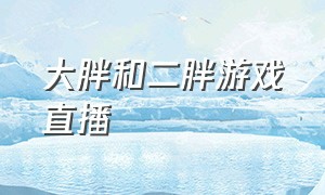 大胖和二胖游戏直播